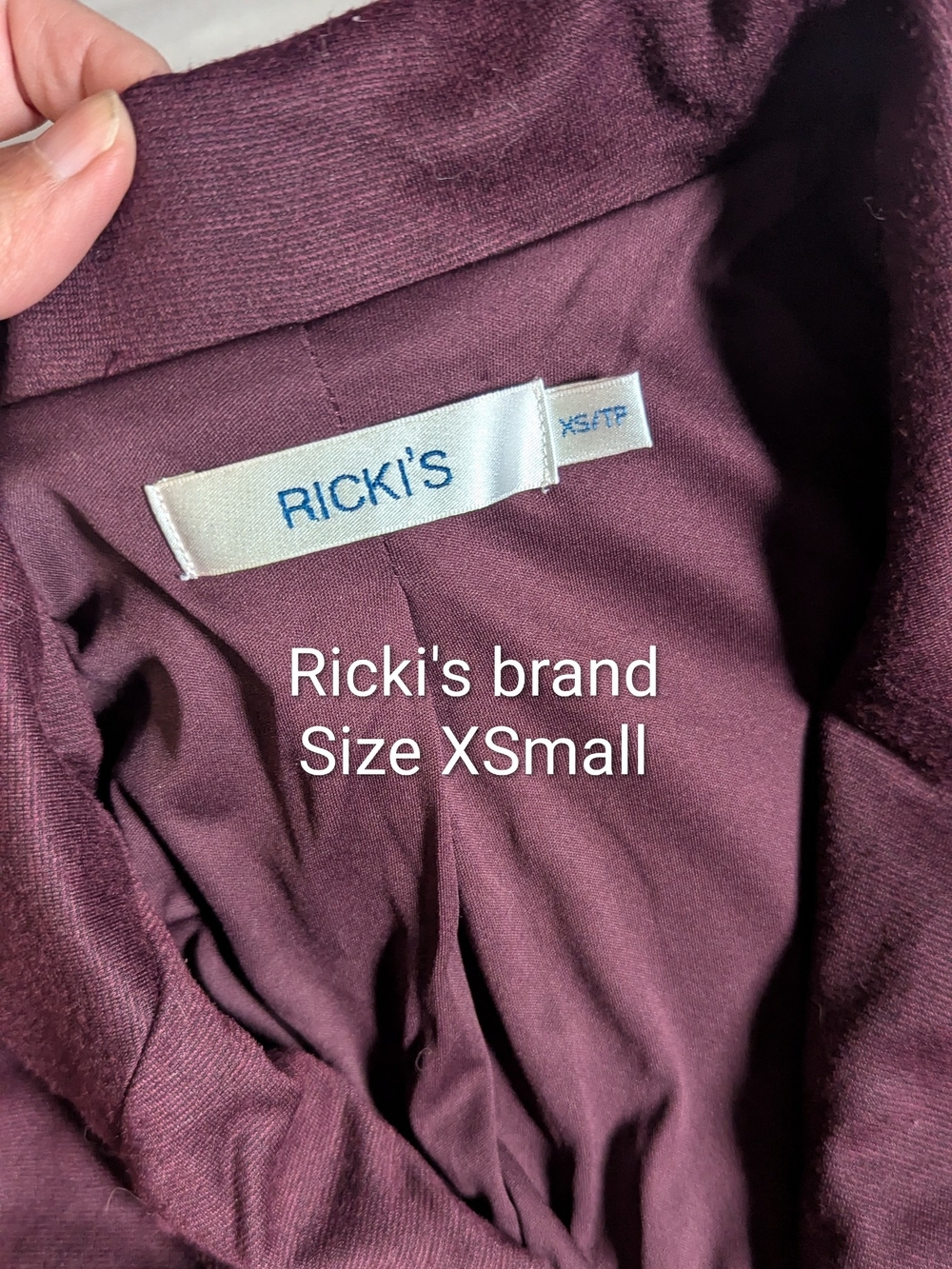 Ricki's GUC Plum/Burgundy Ruched 3/4 Sleeve Blazer Knit Suit Jacket Size XSmall - Picture 2 of 13